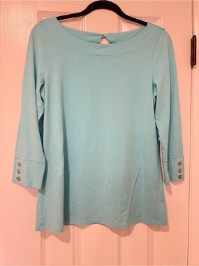 Lilly Pulitzer - Aqua Boatneck Tunic with Button Cuffs